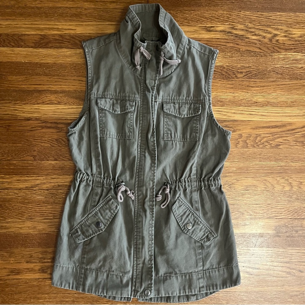 Y2k Sebby utility vest jacket M army green womens Gorpcore